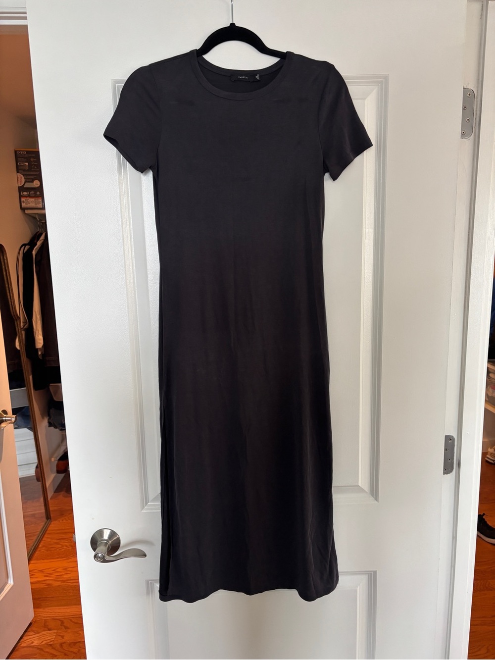 Aritzia Black Short-Sleeve Midi Dress